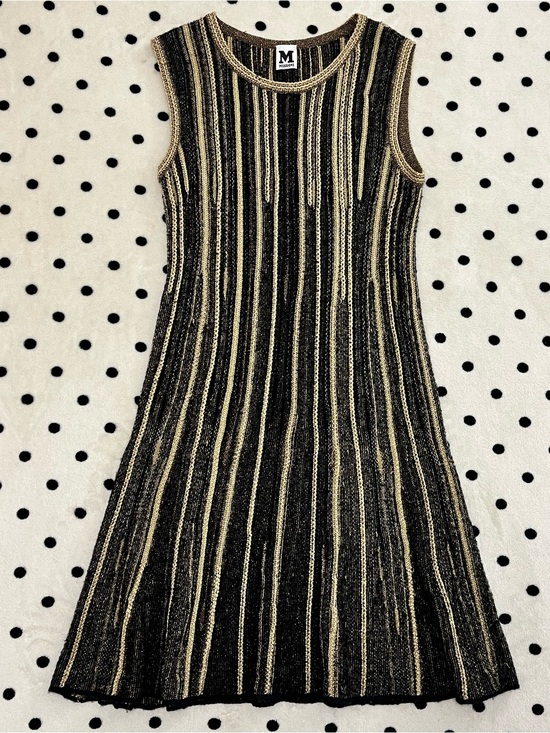 Missoni Dresses & Skirts - M Missoni Black & Gold Metallic Striped Knit Dress Size 40